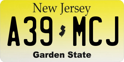 NJ license plate A39MCJ