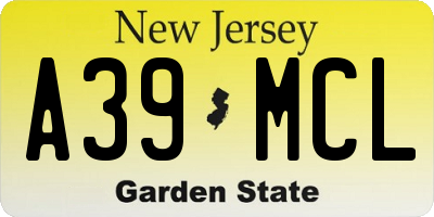 NJ license plate A39MCL