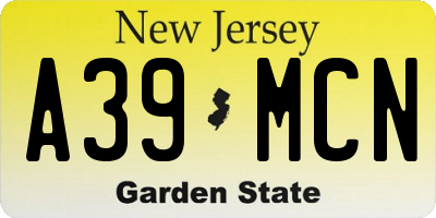 NJ license plate A39MCN