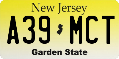NJ license plate A39MCT