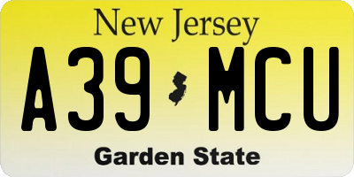 NJ license plate A39MCU