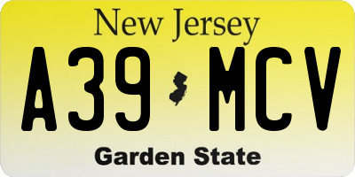 NJ license plate A39MCV