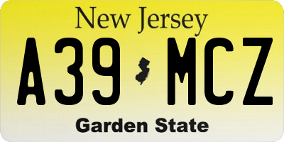NJ license plate A39MCZ