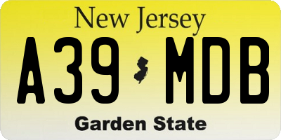 NJ license plate A39MDB
