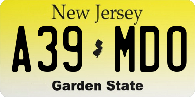 NJ license plate A39MDO