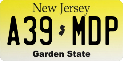 NJ license plate A39MDP