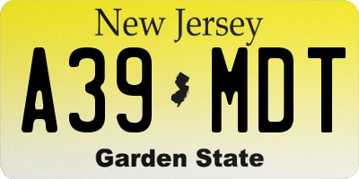 NJ license plate A39MDT