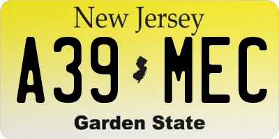 NJ license plate A39MEC