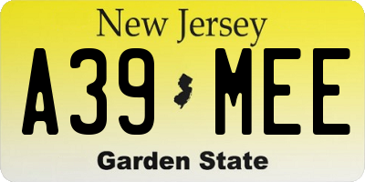 NJ license plate A39MEE