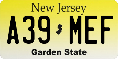 NJ license plate A39MEF