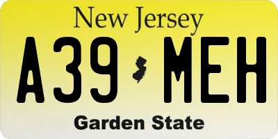 NJ license plate A39MEH