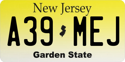NJ license plate A39MEJ