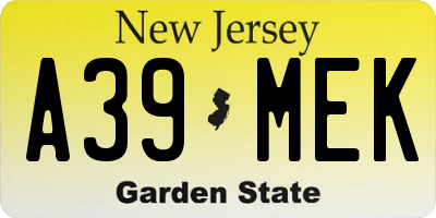 NJ license plate A39MEK