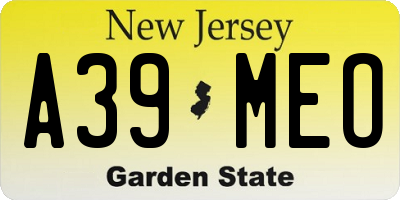 NJ license plate A39MEO