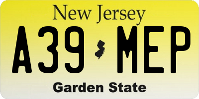 NJ license plate A39MEP