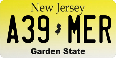 NJ license plate A39MER