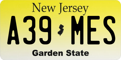 NJ license plate A39MES