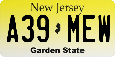 NJ license plate A39MEW