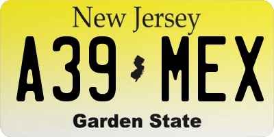NJ license plate A39MEX
