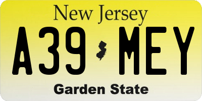 NJ license plate A39MEY