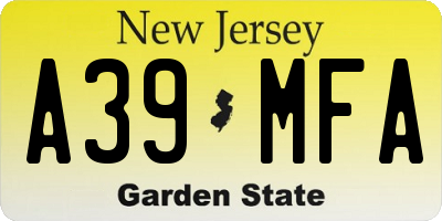 NJ license plate A39MFA