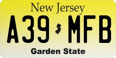 NJ license plate A39MFB