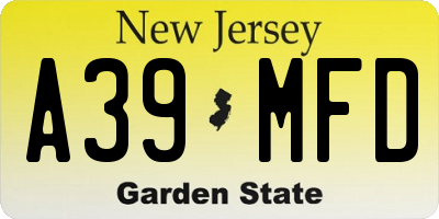 NJ license plate A39MFD
