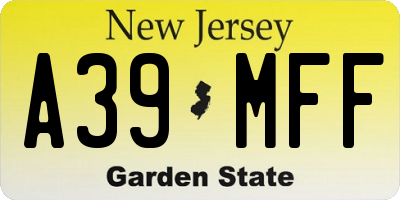 NJ license plate A39MFF