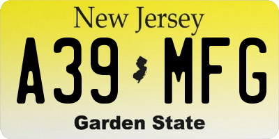 NJ license plate A39MFG