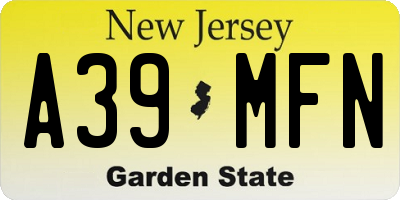 NJ license plate A39MFN