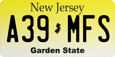 NJ license plate A39MFS