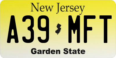 NJ license plate A39MFT
