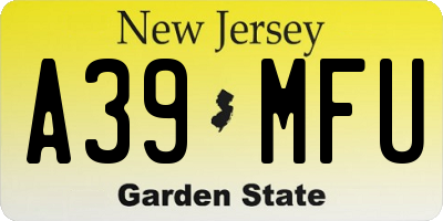 NJ license plate A39MFU
