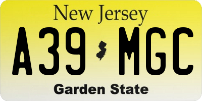 NJ license plate A39MGC