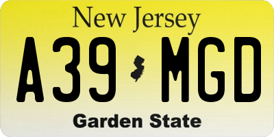 NJ license plate A39MGD
