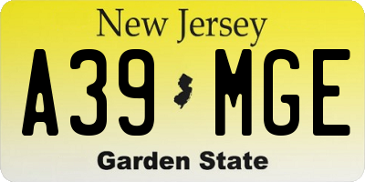NJ license plate A39MGE