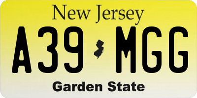 NJ license plate A39MGG