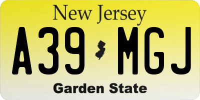 NJ license plate A39MGJ