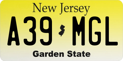 NJ license plate A39MGL