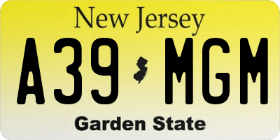 NJ license plate A39MGM