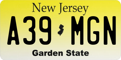 NJ license plate A39MGN