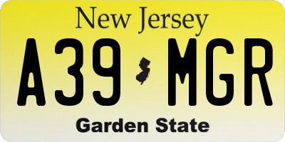 NJ license plate A39MGR