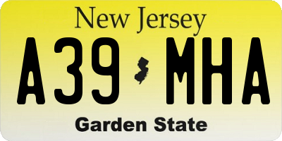 NJ license plate A39MHA