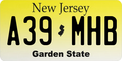 NJ license plate A39MHB