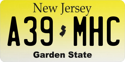 NJ license plate A39MHC