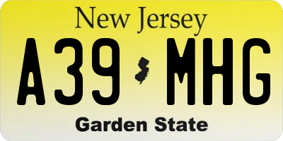 NJ license plate A39MHG