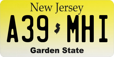NJ license plate A39MHI