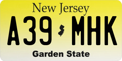 NJ license plate A39MHK
