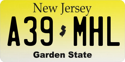 NJ license plate A39MHL