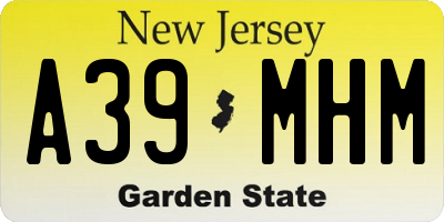 NJ license plate A39MHM
